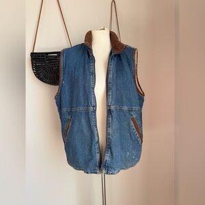 Vintage Wrangler Hero Sherpa Lined Corduroy Denim Vest, Size Large